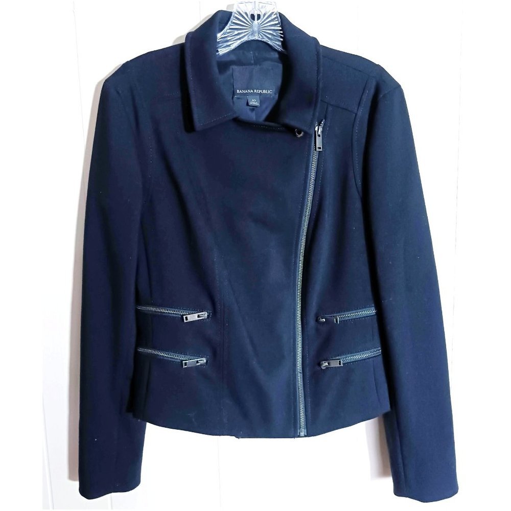 Banana Republic Black Zippered Jacket, Size 10